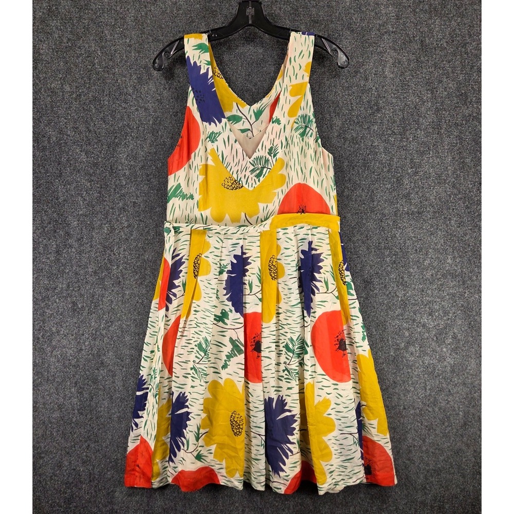 Girls from Savoy Anthropologie Silk Floral Poppy Fit and Flare Dress Size 10 - Picture 10 of 16
